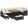vidaXL Gar&eth;s&oacute;fa sett 9 pcs Svartur p&oacute;l&yacute;rattan