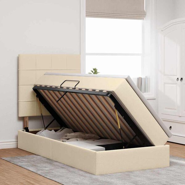 vidaXL R&uacute;m me&eth; geymslur&yacute;mi og d&yacute;nu Krem 100 x 200 cm P&oacute;l&yacute;ester