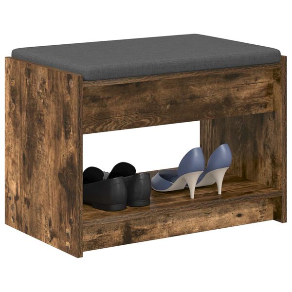 vidaXL Hallarbekk Reyktur Eik 63 x 38 x 45 cm Virkur tr&eacute; og d&uacute;kur