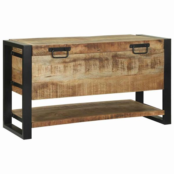 vidaXL Geymslukassi Brúnn 80 x 35 x 45 cm Gegnheill mangóviður