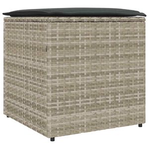 vidaXL Koddabox með geymslu Ljósgrátt 50 x 50 x 50 cm pólýrattan