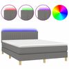vidaXL H&oacute;lfa&eth; Springr&uacute;m me&eth; D&yacute;nu&LED D&ouml;kkgr&aacute;tt 140x190cm Tauefni