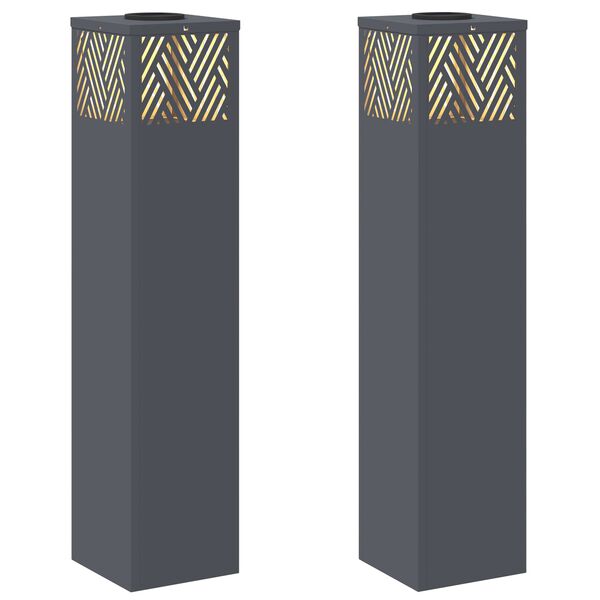 vidaXL S&oacute;lar LED st&iacute;gslj&oacute;s 2 pcs Antras&iacute;t Kaldvalsa&eth;ur st&aacute;lar