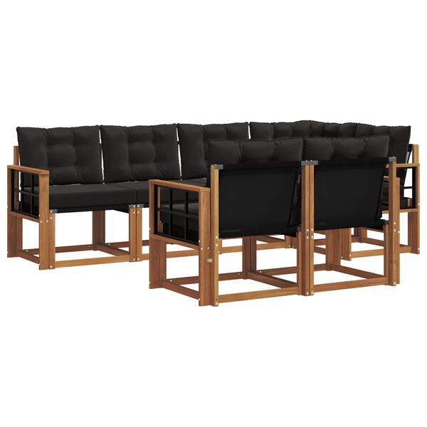 vidaXL &Uacute;ti s&oacute;fasett me&eth; p&uacute;&eth;i 7 pcs N&aacute;tt&uacute;rulegur og svartur