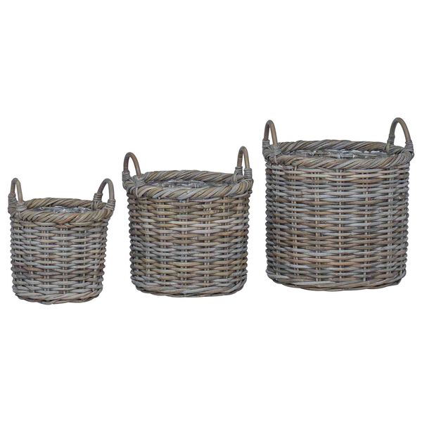 vidaXL Pl&ouml;ntuk&ouml;rfa me&eth; geymslu 3 pcs Kubu gr&aacute;tt Kubu rattan
