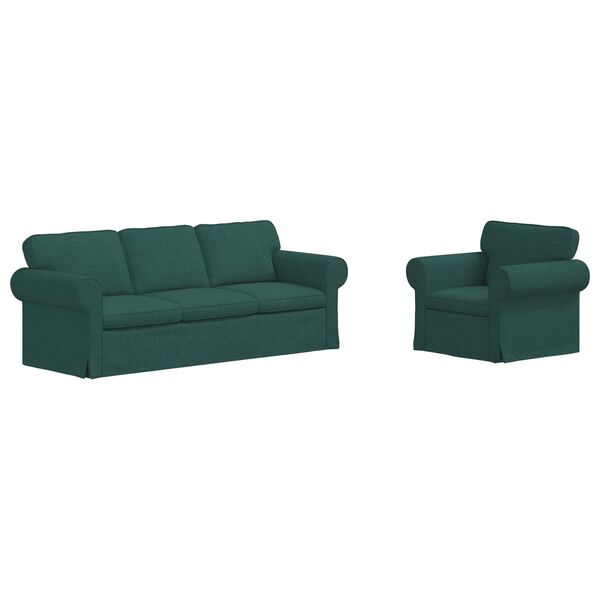 vidaXL S&oacute;fi 2 pcs D&ouml;kkgr&aelig;n 215 x 82 x 80 cm d&uacute;kur