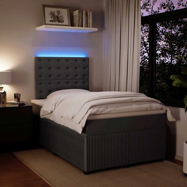 vidaXL H&oacute;lfa&eth; Springr&uacute;m me&eth; D&yacute;nu D&ouml;kkgr&aacute;tt 120x200 cm Flauel