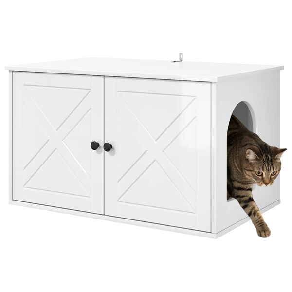 vidaXL Katta h&uacute;s Glansandi Hv&iacute;tur 85 x 55 x 50 cm Samsettur vi&eth;ur