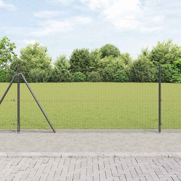 vidaXL Gir&eth;ingarp&oacute;stur Gr&aacute;r 50 x 0,8 m (25 x 25 mm net) St&aacute;l og PVC