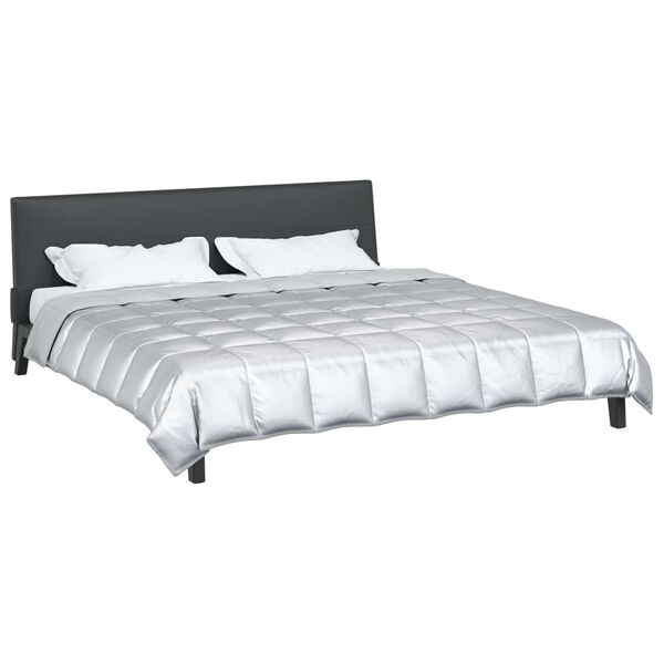 vidaXL Full &aacute;rs d&yacute;na Silfur 240 x 200 cm Sat&iacute;n og microfiber