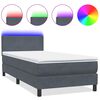 vidaXL H&oacute;lfa&eth; Springr&uacute;m me&eth; D&yacute;nu og LED D&ouml;kkgr&aacute; 100x210 cm Flauel
