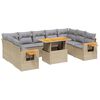 vidaXL 10 Hluta Gar&eth;s&oacute;fasett me&eth; Sessum Drappa&eth; P&oacute;l&yacute;rattan