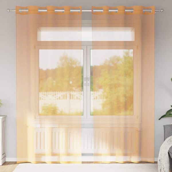 vidaXL Voile Gluggatjöld með Grommets 2 stk Terracotta