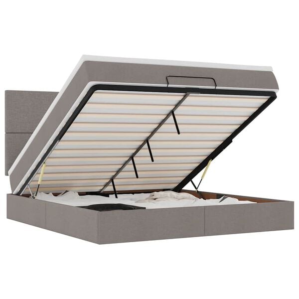 vidaXL Ottoman r&uacute;m me&eth; d&yacute;nu Taupe 160x200cm Efni