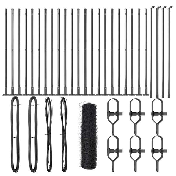 vidaXL Gir&eth;ingarp&oacute;stur Gr&aacute;r 50 x 0,6 m (50 mm net) St&aacute;l og PVC