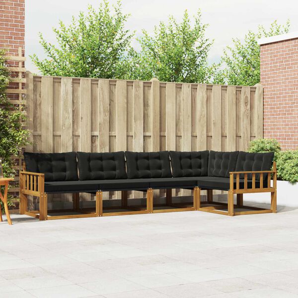 vidaXL &Uacute;ti s&oacute;fasett me&eth; p&uacute;&eth;i 5 pcs N&aacute;tt&uacute;rulegur og svartur