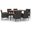 vidaXL 7 Hluta Gar&eth;bor&eth;stofusett me&eth; Sessum Svart P&oacute;l&yacute;rattan