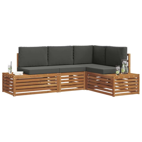 vidaXL &Uacute;ti s&oacute;fasett me&eth; p&uacute;&eth;i 4 Stykki N&aacute;tt&uacute;rulegt og Antrac&iacute;t