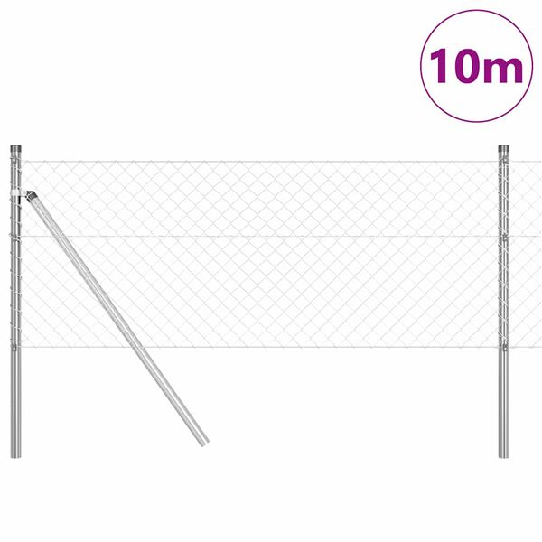 vidaXL Gir&eth;ingarp&oacute;stur Silfur 10 x 0,8 m (40 x 40 mm net) St&aacute;l
