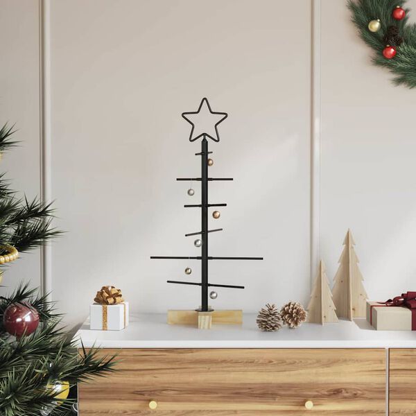 vidaXL Metal jólatré með standi Svartur 60 cm Duftlitað stál