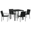 vidaXL Gar&eth;ur bor&eth;sett 5 pcs Svartur og gr&aacute;r PE rattan