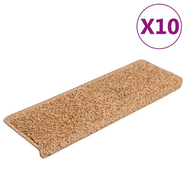 vidaXL Stigamottur 10 stk 65x21x4 cm beige rétthyrndar brúnir