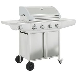vidaXL Gasgrill með 5 brennurum úr silfur ryðfríu stáli