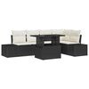 vidaXL Gar&eth;s&oacute;fa sett me&eth; p&uacute;&eth;i 6 pcs Svartur Poly rattan