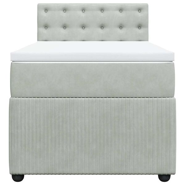 vidaXL H&oacute;lfa&eth; Springr&uacute;m me&eth; D&yacute;nu Lj&oacute;sgr&aacute;r 80x200 cm Flauel