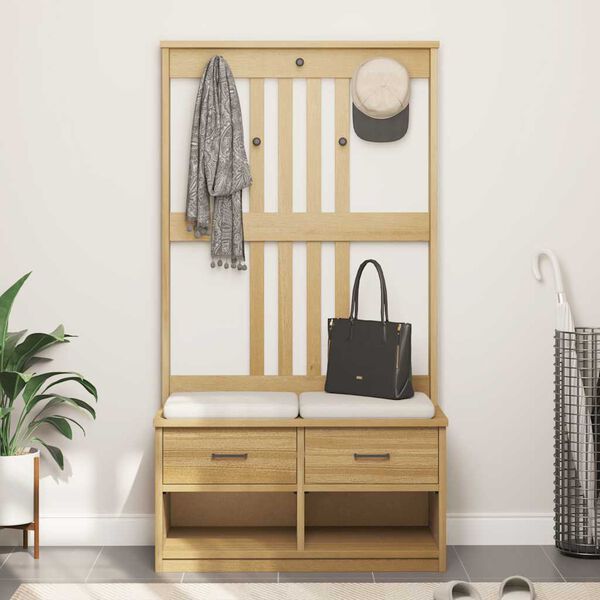 vidaXL Hall Tree SANDNES 87x40x159,5 cm gegnheilvi&eth;i furu