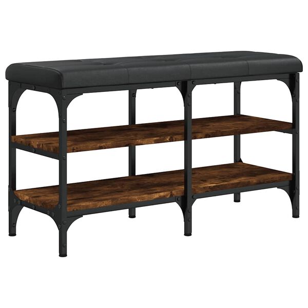 vidaXL Sk&oacute;bekkur Reyklitu&eth; Eik 82x32x47 cm Samsettur Vi&eth;ur