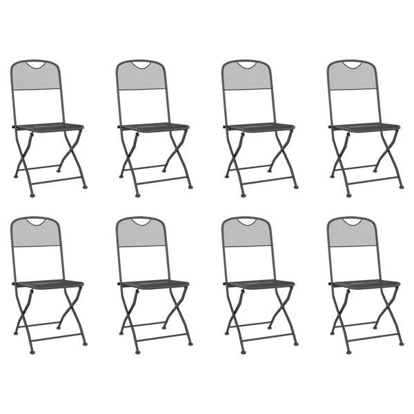 vidaXL 9 Hluta Garðborðstofusett Reykgrár Málm Möskva