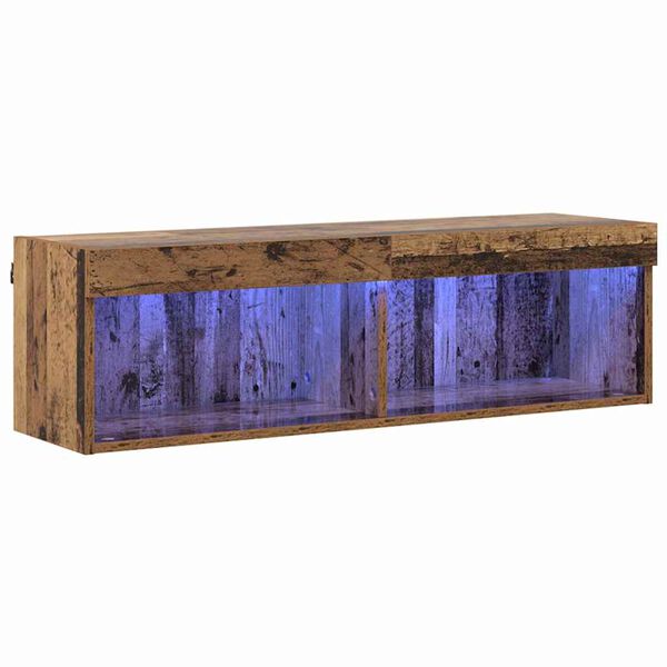 vidaXL Sj&oacute;nvarpssk&aacute;pasett me&eth; led Gamall vi&eth;ur 100 x 30 x 30 cm