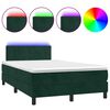 vidaXL H&oacute;lfa&eth; Springr&uacute;m me&eth; D&yacute;nu&LED D&ouml;kkgr&aelig;nt 120x190 cm Flauel