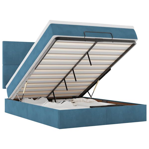 vidaXL Ottoman r&uacute;m me&eth; d&yacute;num D&ouml;kkbl&aacute;tt 140x190cm Flauel