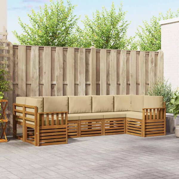 vidaXL S&oacute;fasett me&eth; p&uacute;&eth;i 7 pcs N&aacute;tt&uacute;rulegt og B&eacute;ig Hrein akas&iacute;utr&eacute;