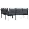 vidaXL Garðsófasett með Sessum Svart Stál og Textilene