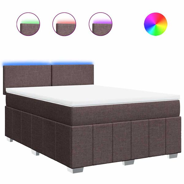 vidaXL H&oacute;lfa&eth; Springr&uacute;m me&eth; D&yacute;nu D&ouml;kkbr&uacute;nt 140x190 cm Tauefni