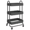 vidaXL Vagn me&eth; 3 H&aelig;&eth;um Reykgr&aacute;rri 43x34x79 cm St&aacute;l
