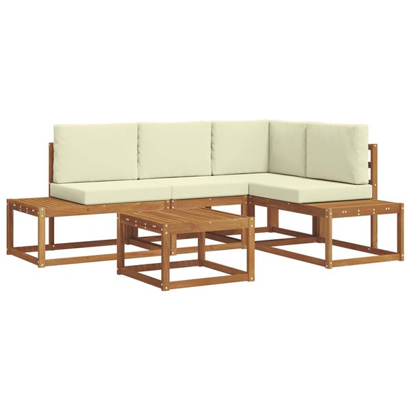 vidaXL &Uacute;ti s&oacute;fasett me&eth; p&uacute;&eth;i 5 Stykki N&aacute;tt&uacute;rulegt og Krem