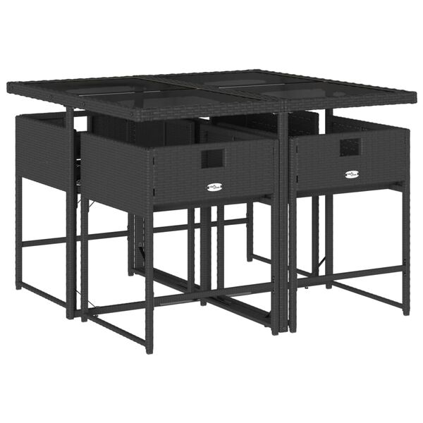 vidaXL 5 Hluta Gar&eth;bor&eth;stofusett me&eth; Sessum Svart P&oacute;l&yacute;rattan