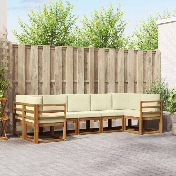 vidaXL &Uacute;ti s&oacute;fasett me&eth; p&uacute;&eth;i 7 pcs N&aacute;tt&uacute;rulegt og Krem