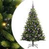 vidaXL Listilega Samanbrj&oacute;ta J&oacute;latr&eacute; 150 LED lj&oacute;s Gr&aelig;nn 150 cm