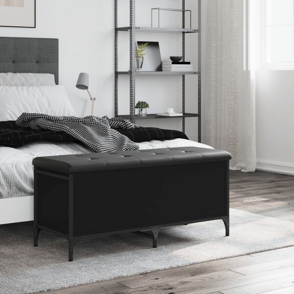 vidaXL Geymslubekkur Svartur 102x42x45 cm Samsettur Vi&eth;ur