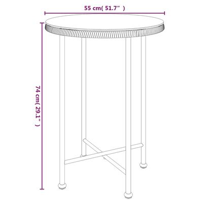 vidaXL Borðstofuborð Ø55 cm Hert Gler og Stál