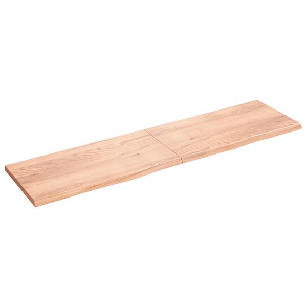 vidaXL Vegghilla Lj&oacute;sbr&uacute;n 200x50x(2-4) cm Me&eth;h&ouml;ndlu&eth; Gegnheil Eik