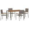 vidaXL Gar&eth;ur bor&eth;sett 5 pcs Gr&aacute;r p&oacute;l&yacute;rattan