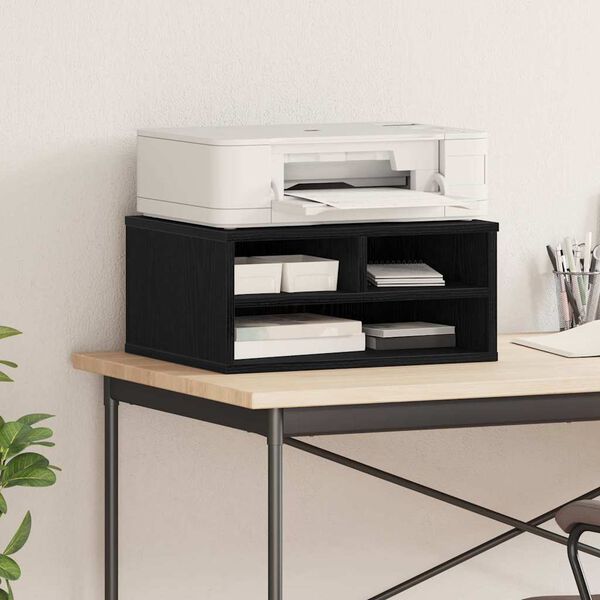 vidaXL Prentara standur Svartur Eik 49 x 40 x 22.5 cm Samsettur vi&eth;ur