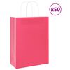 vidaXL Papp&iacute;rspokar 50 stk me&eth; Handf&ouml;ngum Bleik 26x12x35 cm