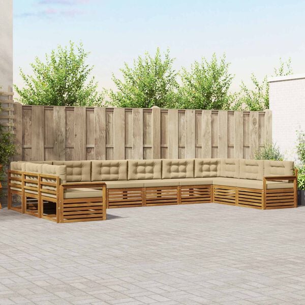 vidaXL S&oacute;fasett me&eth; p&uacute;&eth;i 4 pcs N&aacute;tt&uacute;rulegt og B&eacute;ig Hrein akas&iacute;utr&eacute;